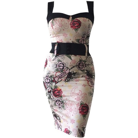 Switchblade Stiletto Dresses & Skirts - Tattoo print Switchblade Stiletto Wiggle Dress